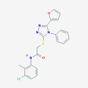 molecular formula C21H17ClN4O2S B417466 N-(3-chloro-2-methylphenyl)-2-[(5-furan-2-yl-4-phenyl-4H-1,2,4-triazol-3-yl)sulfanyl]acetamide 