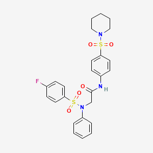 molecular formula C25H26FN3O5S2 B4174671 N~2~-[(4-fluorophenyl)sulfonyl]-N~2~-phenyl-N~1~-[4-(1-piperidinylsulfonyl)phenyl]glycinamide 