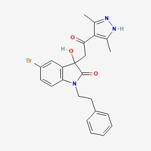 molecular formula C23H22BrN3O3 B4174678 5-bromo-3-[2-(3,5-dimethyl-1H-pyrazol-4-yl)-2-oxoethyl]-3-hydroxy-1-(2-phenylethyl)-1,3-dihydro-2H-indol-2-one 
