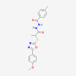 molecular formula C20H20N4O4S B417468 4-Methyl-benzoic acid N'-{2-[5-(4-methoxy-phenyl)-[1,3,4]oxadiazol-2-ylsulfanyl]-propionyl}-hydrazide 