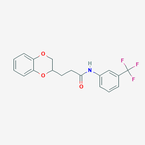 molecular formula C18H16F3NO3 B4174692 3-(2,3-dihydro-1,4-benzodioxin-2-yl)-N-[3-(trifluoromethyl)phenyl]propanamide 