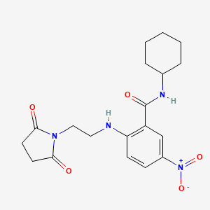 molecular formula C19H24N4O5 B4174698 N-cyclohexyl-2-{[2-(2,5-dioxo-1-pyrrolidinyl)ethyl]amino}-5-nitrobenzamide 