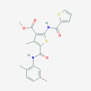 molecular formula C21H20N2O4S2 B417470 Methyl 5-{[(2,5-dimethylphenyl)amino]carbonyl}-4-methyl-2-[(thien-2-ylcarbonyl)amino]thiophene-3-carboxylate 