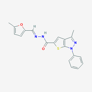molecular formula C19H16N4O2S B417471 3-methyl-N-[(E)-(5-methylfuran-2-yl)methylideneamino]-1-phenylthieno[2,3-c]pyrazole-5-carboxamide CAS No. 332922-34-6