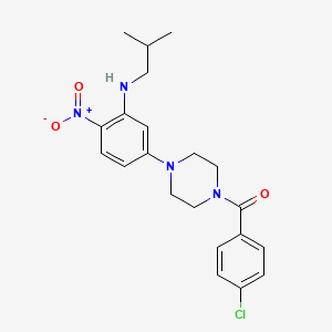 molecular formula C21H25ClN4O3 B4174713 5-[4-(4-chlorobenzoyl)-1-piperazinyl]-N-isobutyl-2-nitroaniline 