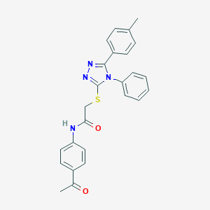 molecular formula C25H22N4O2S B417473 N-(4-acetylphenyl)-2-{[5-(4-methylphenyl)-4-phenyl-4H-1,2,4-triazol-3-yl]sulfanyl}acetamide 