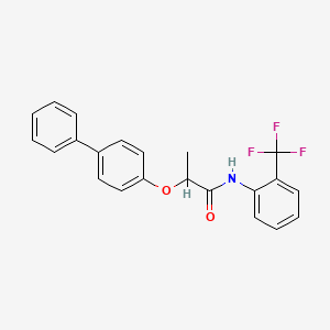 molecular formula C22H18F3NO2 B4174749 2-(4-biphenylyloxy)-N-[2-(trifluoromethyl)phenyl]propanamide 