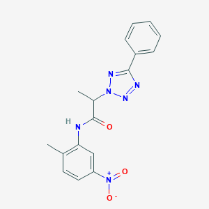 molecular formula C17H16N6O3 B417477 N-{5-nitro-2-methylphenyl}-2-(5-phenyl-2H-tetraazol-2-yl)propanamide 