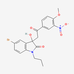 molecular formula C20H19BrN2O6 B4174780 5-bromo-3-hydroxy-3-[2-(4-methoxy-3-nitrophenyl)-2-oxoethyl]-1-propyl-1,3-dihydro-2H-indol-2-one 