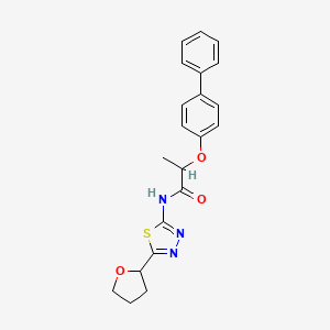 molecular formula C21H21N3O3S B4174798 2-(4-biphenylyloxy)-N-[5-(tetrahydro-2-furanyl)-1,3,4-thiadiazol-2-yl]propanamide 