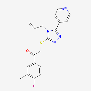 molecular formula C19H17FN4OS B4174815 2-{[4-allyl-5-(4-pyridinyl)-4H-1,2,4-triazol-3-yl]thio}-1-(4-fluoro-3-methylphenyl)ethanone 