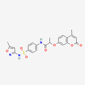molecular formula C23H21N3O7S B4174819 N-(4-{[(5-methyl-3-isoxazolyl)amino]sulfonyl}phenyl)-2-[(4-methyl-2-oxo-2H-chromen-7-yl)oxy]propanamide 