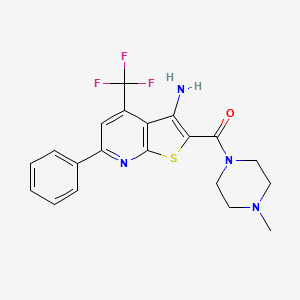 molecular formula C20H19F3N4OS B4174842 2-[(4-methyl-1-piperazinyl)carbonyl]-6-phenyl-4-(trifluoromethyl)thieno[2,3-b]pyridin-3-amine 