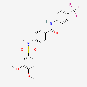 molecular formula C23H21F3N2O5S B4174855 4-[[(3,4-dimethoxyphenyl)sulfonyl](methyl)amino]-N-[4-(trifluoromethyl)phenyl]benzamide 