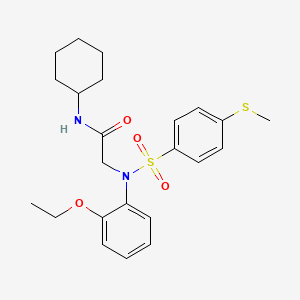 molecular formula C23H30N2O4S2 B4174857 N~1~-cyclohexyl-N~2~-(2-ethoxyphenyl)-N~2~-{[4-(methylthio)phenyl]sulfonyl}glycinamide 