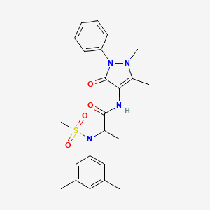 molecular formula C23H28N4O4S B4174859 N~1~-(1,5-dimethyl-3-oxo-2-phenyl-2,3-dihydro-1H-pyrazol-4-yl)-N~2~-(3,5-dimethylphenyl)-N~2~-(methylsulfonyl)alaninamide 
