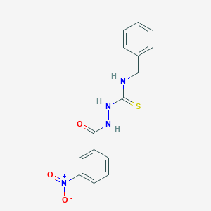 molecular formula C15H14N4O3S B417486 2-({3-nitrophenyl}carbonyl)-N-(phenylmethyl)hydrazinecarbothioamide 