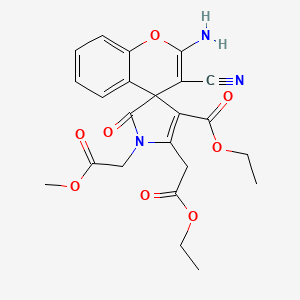 ethyl 2-amino-3-cyano-5'-(2-ethoxy-2-oxoethyl)-1'-(2-methoxy-2-oxoethyl)-2'-oxo-1',2'-dihydrospiro[chromene-4,3'-pyrrole]-4'-carboxylate