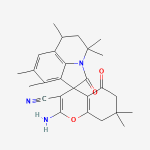 molecular formula C27H31N3O3 B4174878 2-amino-4',4',6',7,7,8',9'-heptamethyl-2',5-dioxo-5,5',6,6',7,8-hexahydro-4'H-spiro[chromene-4,1'-pyrrolo[3,2,1-ij]quinoline]-3-carbonitrile 
