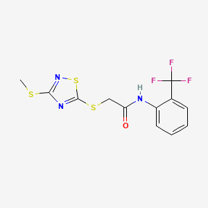 molecular formula C12H10F3N3OS3 B4174880 2-{[3-(methylthio)-1,2,4-thiadiazol-5-yl]thio}-N-[2-(trifluoromethyl)phenyl]acetamide 