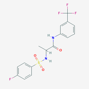 molecular formula C16H14F4N2O3S B4174893 N~2~-[(4-fluorophenyl)sulfonyl]-N~1~-[3-(trifluoromethyl)phenyl]alaninamide 