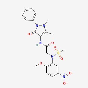 molecular formula C21H23N5O7S B4174904 N~1~-(1,5-dimethyl-3-oxo-2-phenyl-2,3-dihydro-1H-pyrazol-4-yl)-N~2~-(2-methoxy-5-nitrophenyl)-N~2~-(methylsulfonyl)glycinamide 