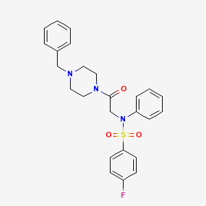 molecular formula C25H26FN3O3S B4174913 N-[2-(4-benzyl-1-piperazinyl)-2-oxoethyl]-4-fluoro-N-phenylbenzenesulfonamide 