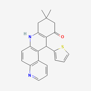 molecular formula C22H20N2OS B4174917 9,9-dimethyl-12-(2-thienyl)-8,9,10,12-tetrahydrobenzo[b]-4,7-phenanthrolin-11(7H)-one 