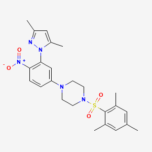 molecular formula C24H29N5O4S B4174925 1-[3-(3,5-dimethyl-1H-pyrazol-1-yl)-4-nitrophenyl]-4-(mesitylsulfonyl)piperazine 