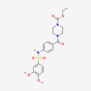 molecular formula C23H29N3O7S B4174938 ethyl 4-{4-[[(3,4-dimethoxyphenyl)sulfonyl](methyl)amino]benzoyl}-1-piperazinecarboxylate 