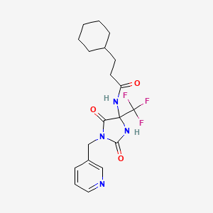 molecular formula C19H23F3N4O3 B4174950 3-cyclohexyl-N-[2,5-dioxo-1-(3-pyridinylmethyl)-4-(trifluoromethyl)-4-imidazolidinyl]propanamide 