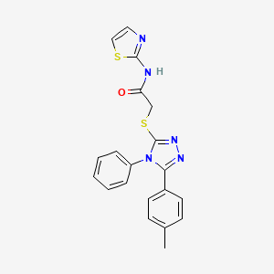 molecular formula C20H17N5OS2 B4174955 2-{[5-(4-methylphenyl)-4-phenyl-4H-1,2,4-triazol-3-yl]thio}-N-1,3-thiazol-2-ylacetamide 