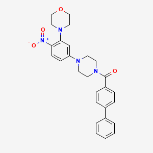 molecular formula C27H28N4O4 B4174962 4-{5-[4-(4-biphenylylcarbonyl)-1-piperazinyl]-2-nitrophenyl}morpholine 