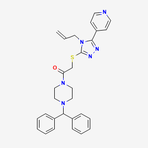 molecular formula C29H30N6OS B4174965 1-({[4-allyl-5-(4-pyridinyl)-4H-1,2,4-triazol-3-yl]thio}acetyl)-4-(diphenylmethyl)piperazine 