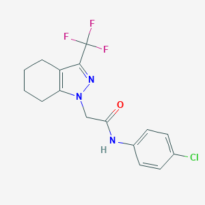molecular formula C16H15ClF3N3O B417497 N-(4-chlorophenyl)-2-[3-(trifluoromethyl)-4,5,6,7-tetrahydro-1H-indazol-1-yl]acetamide 