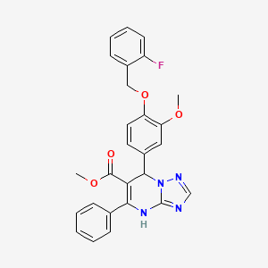 molecular formula C27H23FN4O4 B4175035 methyl 7-{4-[(2-fluorobenzyl)oxy]-3-methoxyphenyl}-5-phenyl-4,7-dihydro[1,2,4]triazolo[1,5-a]pyrimidine-6-carboxylate 