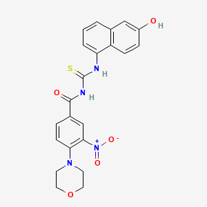 N-{[(6-hydroxy-1-naphthyl)amino]carbonothioyl}-4-(4-morpholinyl)-3-nitrobenzamide