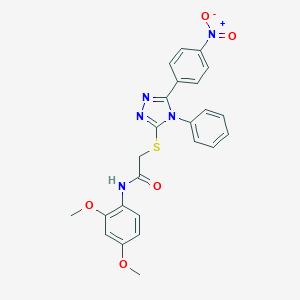 molecular formula C24H21N5O5S B417504 N-[2,4-bis(methyloxy)phenyl]-2-[(5-{4-nitrophenyl}-4-phenyl-4H-1,2,4-triazol-3-yl)sulfanyl]acetamide 