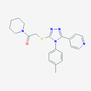 molecular formula C21H23N5OS B417506 2-[[4-(4-Methylphenyl)-5-pyridin-4-yl-1,2,4-triazol-3-yl]sulfanyl]-1-piperidin-1-ylethanone 