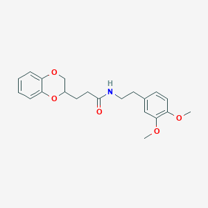 molecular formula C21H25NO5 B4175062 3-(2,3-dihydro-1,4-benzodioxin-2-yl)-N-[2-(3,4-dimethoxyphenyl)ethyl]propanamide 