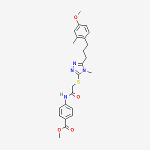 molecular formula C24H28N4O4S B4175069 methyl 4-{[({5-[3-(4-methoxy-2-methylphenyl)propyl]-4-methyl-4H-1,2,4-triazol-3-yl}thio)acetyl]amino}benzoate 