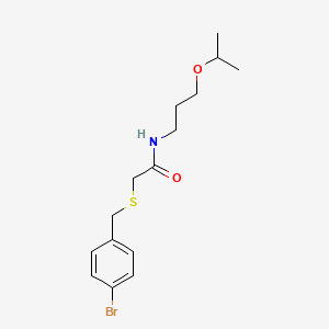 molecular formula C15H22BrNO2S B4175100 2-[(4-bromobenzyl)thio]-N-(3-isopropoxypropyl)acetamide 