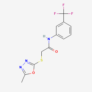 molecular formula C12H10F3N3O2S B4175118 2-[(5-methyl-1,3,4-oxadiazol-2-yl)thio]-N-[3-(trifluoromethyl)phenyl]acetamide 