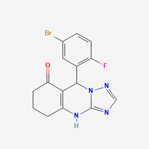 molecular formula C15H12BrFN4O B4175137 9-(5-bromo-2-fluorophenyl)-5,6,7,9-tetrahydro[1,2,4]triazolo[5,1-b]quinazolin-8(4H)-one 