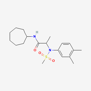 molecular formula C19H30N2O3S B4175148 N~1~-cycloheptyl-N~2~-(3,4-dimethylphenyl)-N~2~-(methylsulfonyl)alaninamide 
