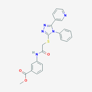 molecular formula C23H19N5O3S B417519 methyl 3-({[(4-phenyl-5-pyridin-3-yl-4H-1,2,4-triazol-3-yl)sulfanyl]acetyl}amino)benzoate 