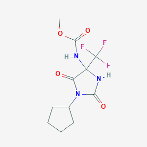 molecular formula C11H14F3N3O4 B4175190 methyl [1-cyclopentyl-2,5-dioxo-4-(trifluoromethyl)-4-imidazolidinyl]carbamate 