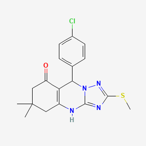 molecular formula C18H19ClN4OS B4175193 9-(4-chlorophenyl)-6,6-dimethyl-2-(methylthio)-5,6,7,9-tetrahydro[1,2,4]triazolo[5,1-b]quinazolin-8(4H)-one 