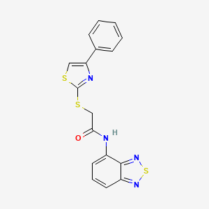 molecular formula C17H12N4OS3 B4175194 N-2,1,3-benzothiadiazol-4-yl-2-[(4-phenyl-1,3-thiazol-2-yl)thio]acetamide 