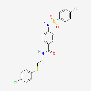 molecular formula C22H20Cl2N2O3S2 B4175228 4-[[(4-chlorophenyl)sulfonyl](methyl)amino]-N-{2-[(4-chlorophenyl)thio]ethyl}benzamide 